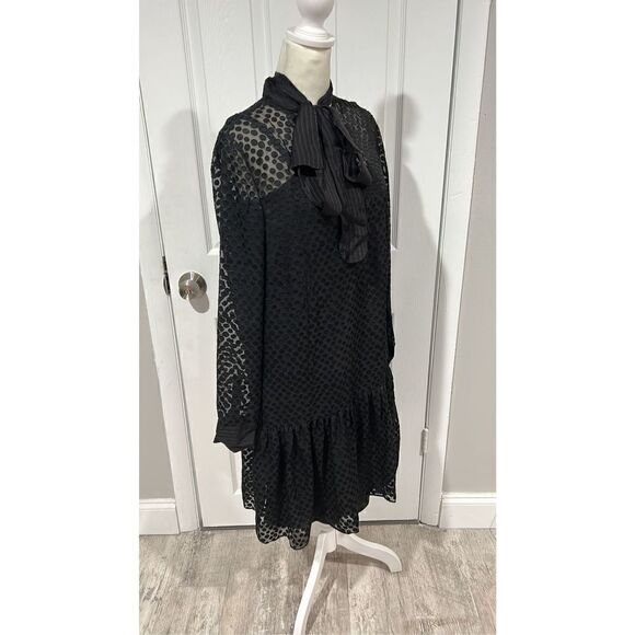Akris punto Black Polka Dot Tieneck Shift Dress Size 8 NWT - Picture 12 of 13